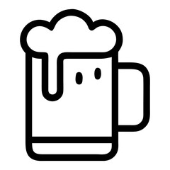 Aufkleber - Vector Illustration of a beer mug with foam on top and a handle on the side in a simple black outline style