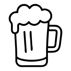 Aufkleber - Silhouette Vector Illustration of a beer mug with foam overflowing, outlined in black and white minimalist style drawing