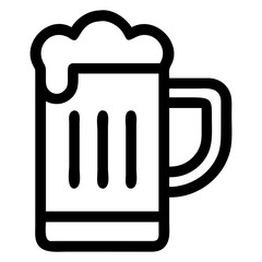 Aufkleber - Beer mug vector illustration with foam and handle in black outline against a white background simple design