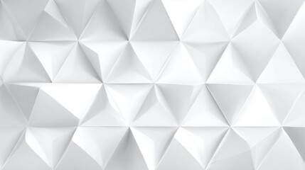 Poster - A modern interior showcases a textured white wall adorned with raised geometric triangular patterns, creating a sophisticated and minimalist aesthetic in the space.