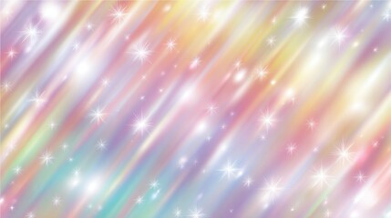 Poster - The artwork features a vibrant background filled with soft pastel colors, sparkling star-like elements, and gentle light streaks creating an ethereal atmosphere.