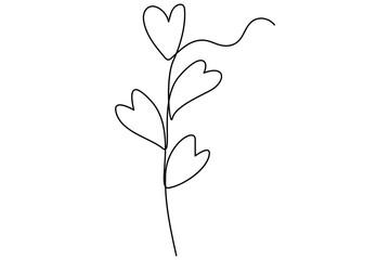 Poster - Botanical one line leaves vector illustration with elegant continuous contour outline design
