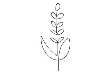Poster - Botanical one line leaves vector illustration with elegant continuous contour outline design
