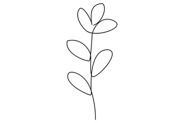 Poster - Botanical one line leaves vector illustration with elegant continuous contour outline design
