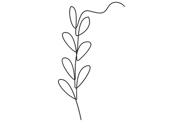 Poster - Botanical one line leaves vector illustration with elegant continuous contour outline design
