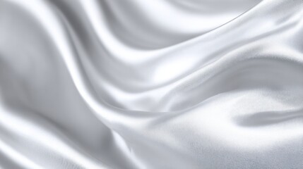 Poster - The soft white fabric cascades elegantly, creating gentle waves and textures that reflect ambient light, showcasing its luxurious and smooth surface.