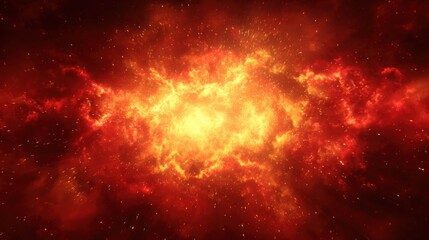 Wall Mural - a vibrant cosmic explosion showcases fiery orange and red hues against a backdrop of dark space. thi