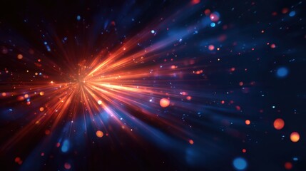 Poster - Vibrant light rays burst outward in a dynamic display of colors against a dark background, creating a captivating visual experience full of energy and movement.