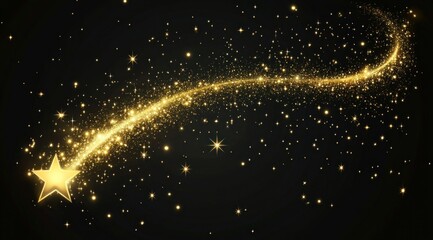 Wall Mural - starry trail illustration golden night.
