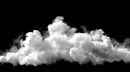 Poster - A cluster of thick white clouds is set against a solid black backdrop, creating a striking visual contrast that evokes a sense of depth and drama in the atmosphere.