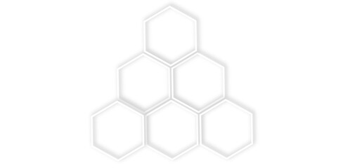 Fototapete - Futuristic 3D White Light  out line hexagon  Geometric Structure Featuring Abstract Polygonal Honeycomb Pattern, Technology-Inspired Design, and a Luxurious, Modern Vector Background for Innovation