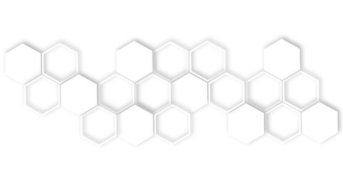 Fototapete - Futuristic 3D White Light  out line hexagon  Geometric Structure Featuring Abstract Polygonal Honeycomb Pattern, Technology-Inspired Design, and a Luxurious, Modern Vector Background for Innovation