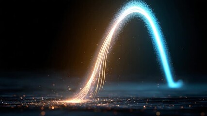 Poster - Abstract Light Trail Arch: A dynamic, artistic representation of energy flow, with a vibrant arc of light illuminating a dark space.