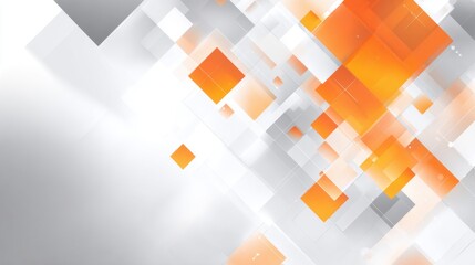 Poster - Vivid orange and gray squares create a dynamic abstract design. The shapes interlock in a visually engaging pattern, evoking a sense of movement and depth in a digital space.