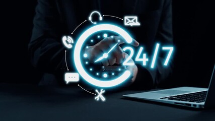 Poster - A professional user engages with a futuristic Smart HR AI system, featuring digital profiles and a search interface, showcasing innovative technologies in human resources management. Qubit