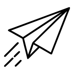 Poster - Paper airplane taking flight with motion lines indicating speed and direction in a simple outline style