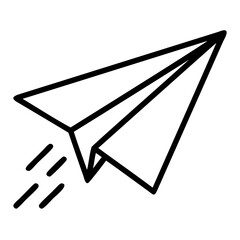 Poster - A simple line drawing of a paper airplane soaring through the air with motion lines behind it design