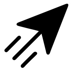 Fototapete - Black paper airplane icon flying upward with three speed lines indicating motion on a transparent background