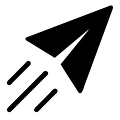 Poster - A black paper airplane with three speed lines indicating motion against a transparent background simple design