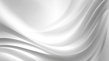 Poster - Soft, white fabric waves gracefully in a gentle display of texture and form. The smooth drapery captures light, adding elegance to designs or backgrounds, perfect for various artistic applications.