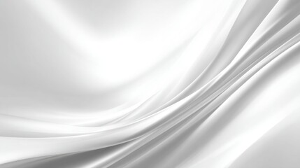 Poster - Soft white fabric flows gracefully in gentle waves, catching light beautifully. The drapery creates an elegant and serene atmosphere, highlighting the smooth textures and contours.