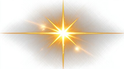 Poster - A radiant starburst effect emanates from the center with multiple rays extending outward. The bright golden glow contrasts with a clean white background, showcasing digital art creativity.