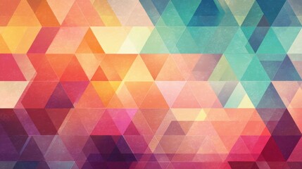 Poster - A vibrant composition of colorful geometric shapes in various hues fills the canvas, showcasing triangles and polygons. This abstract artwork adds visual interest to any space.