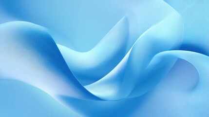 Poster - Light blue fabric cascades in soft waves, creating a serene visual effect. The texture is smooth and inviting, reflecting gentle light and emphasizing the fabric's elegance.