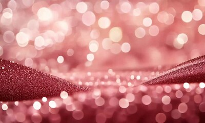 Poster - Rose gold glitter fabric draped with bokeh lights creating a shimmering and festive background