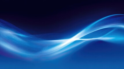 Fototapete - Flowing blue lines intertwine against a deep navy background, evoking a sense of tranquility and movement, perfect for modern decor or digital art.