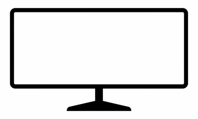 Poster - Simple black silhouette of a modern computer monitor isolated on white background