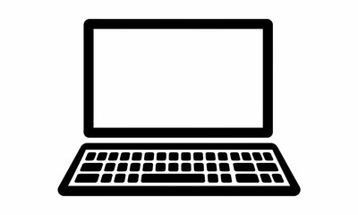 Poster - Black laptop silhouette with blank screen isolated on white background
