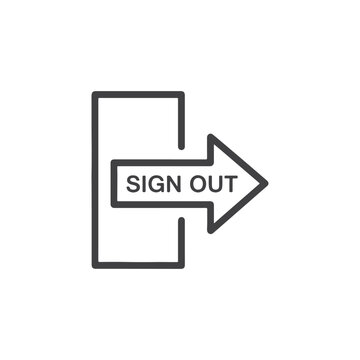 Vector art of sign out icon with an arrow indicating exit