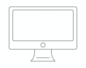 Poster - Simple line art silhouette of a modern computer monitor isolated on white background