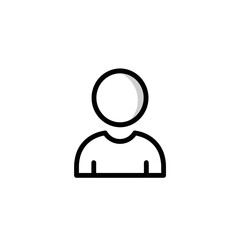 Fototapete - A minimalist person avatar icon with a bold black outline and a subtle grey shadow.