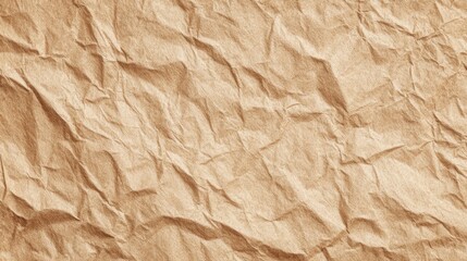 Poster - Close-up view of crumpled brown paper displaying its intricate texture and folds. This organic material highlights the interplay of light and shadow.