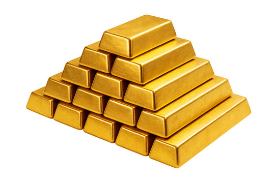 Pyramid shaped stack of gold bars. Financial wealth success concept. Valuable precious metal bars
