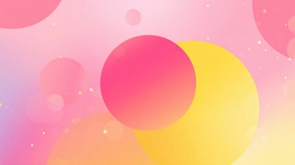 Poster - A collection of overlapping circles in pink and yellow shades fills the background, creating a playful and artistic ambiance ideal for creative projects or digital designs.