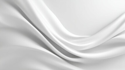Poster - Soft white fabric drapes elegantly, creating gentle waves and folds. The light enhances the smooth texture, evoking a calm and inviting atmosphere.