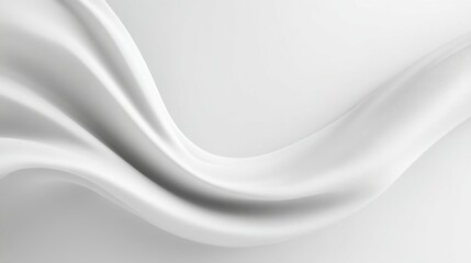 Poster - A soft white fabric lies draped on a smooth surface, creating gentle waves and shadows. The material catches the light, highlighting its texture and movement.