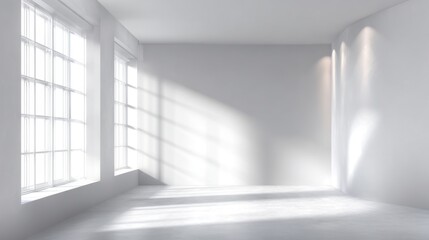 Poster - A spacious interior features expansive windows that let in abundant natural light. The minimalistic design enhances the feeling of openness and tranquility.