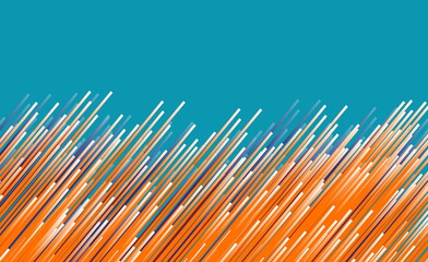 Poster - Abstract illustration of thin orange lines, placed diagonally on a bondi blue background
