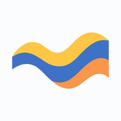 Poster - Flowing abstract wavy lines in yellow blue and orange create a dynamic modern design element