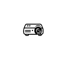 Fototapete - A simple black and white line drawing of a projector on a white background