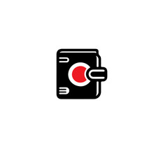 Poster - A stylized black and red wallet icon with a clasp on a white background