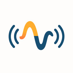 Poster - Abstract sound wave graphic with gradient orange and blue colors and concentric circles
