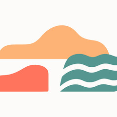 Poster - Abstract landscape with organic shapes and pastel colors, modern minimalist design