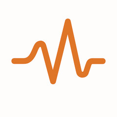 Poster - Orange heartbeat line graph on a white background representing health and science concepts