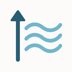Poster - Upward arrow symbol with wavy lines indicating flow or progress