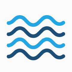 Poster - Abstract modern wavy lines in shades of blue and navy